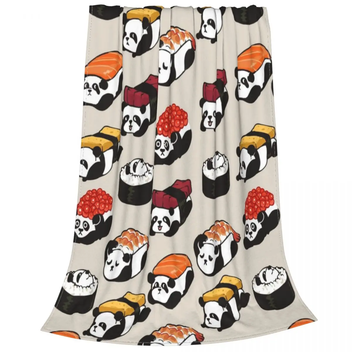 Sushi Panda Blanket Flannel Spring Autumn Animal Portable Super Warm Throw Blankets for Home Couch Plush Thin Quilt