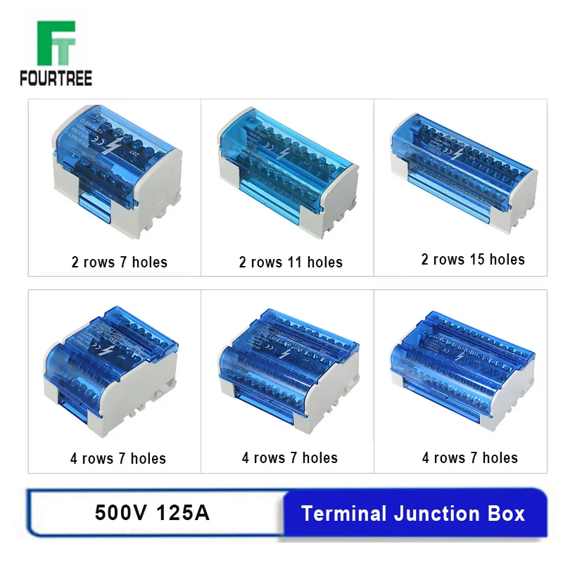 

Din Rail Terminal Block Power Distribution Box Modular Screw Connection Block Universal Electric Wire Junction Box With Cover