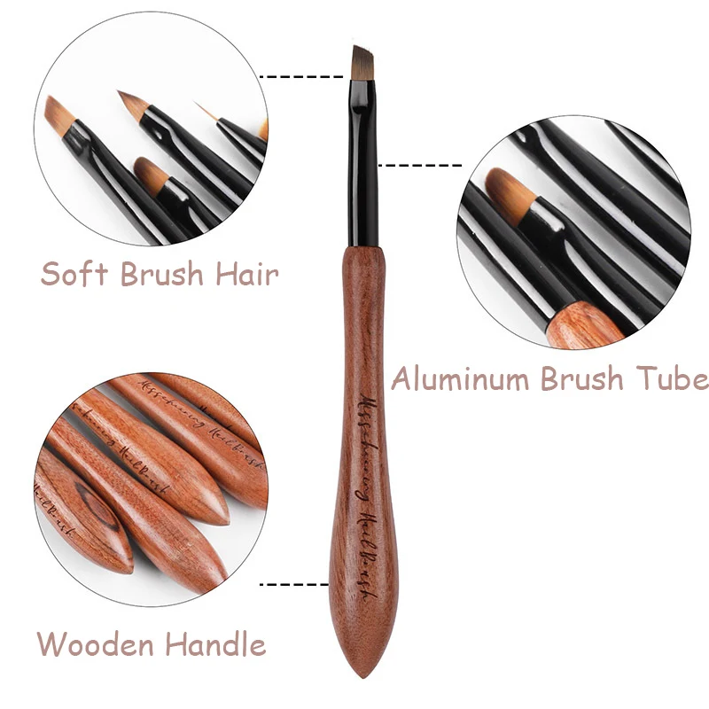 Nail Brush For Acrylic Application Round Nail Art Imported PBD Nylon Hair Wood Handle Gel Builder Manicure Brush Drawing Tools