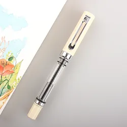 Lanbitou-pluma estilográfica transparente de plástico F/EF/plumín con capucha, plumas de tinta de relleno de pistón para escribir, material escolar y de oficina, papelería