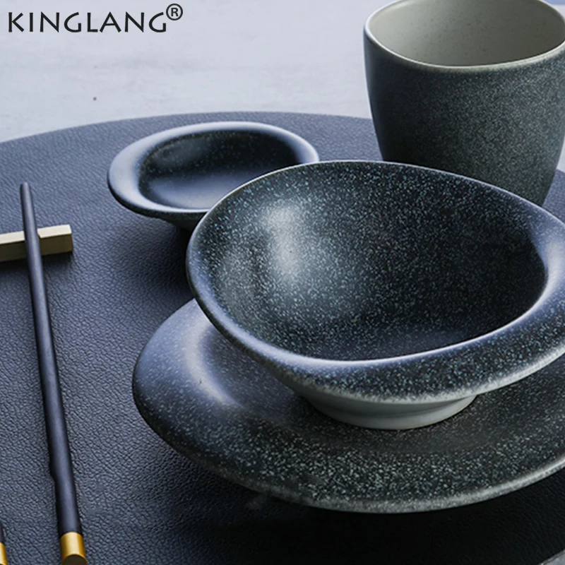 KINGLANG Design Irregular Nordic  Stone  Rice Bowl for Restaurant Pebbles Feeling Smooth Sauce Dish Tableware Art