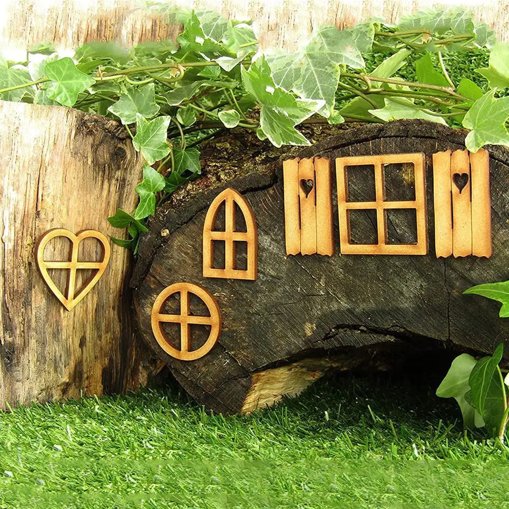 6pcs/set Wooden Fairy Elf Door Craft Kit Fairycore Home Garden Decor Vintage House Miniature Ornament Miniature Items