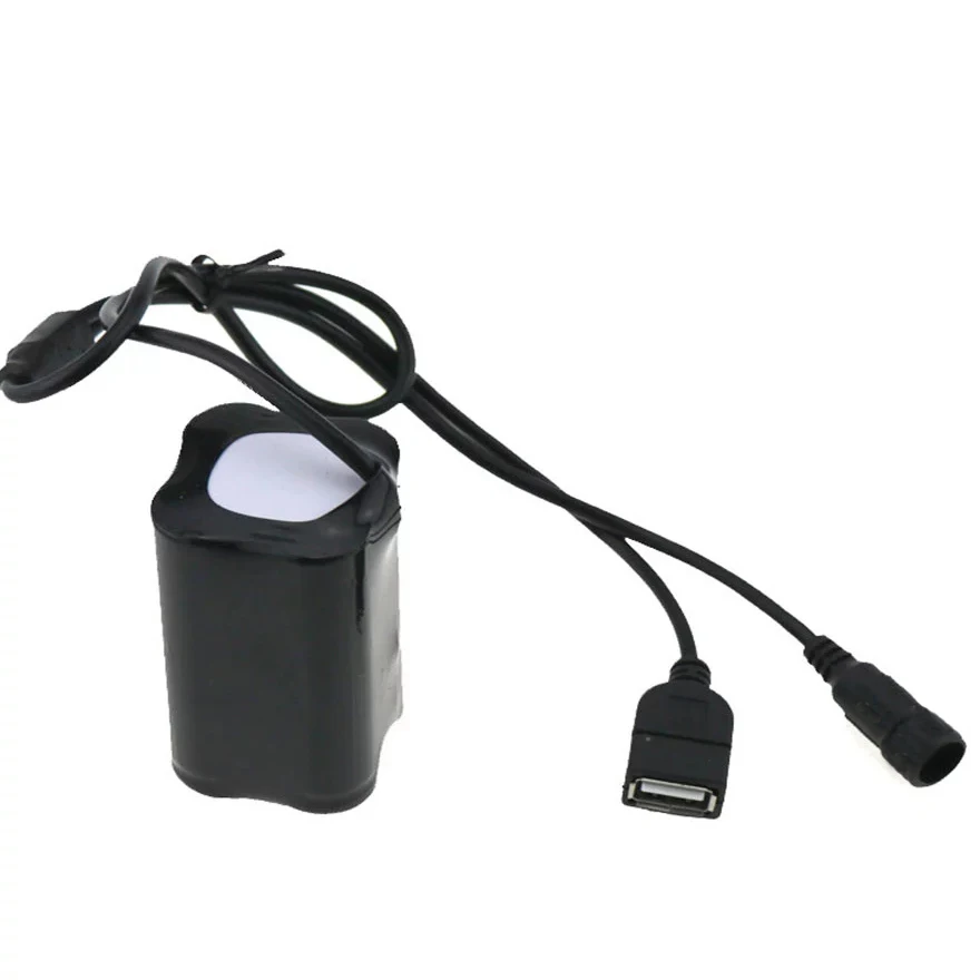 8.4V 18650 Battery Pack 4x 18650 6400mAh Rechargeable Li-ion Battery for T6 L2 LED Bicycle Light Headlight USB+DC Charge Port