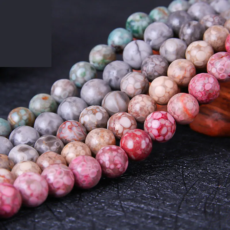 Natural Maifan Stone Red Gray Green Coffee Stone Round Beads For Jewelry Making Strand 15 Inch DIY Accessorries Bracelet Beads