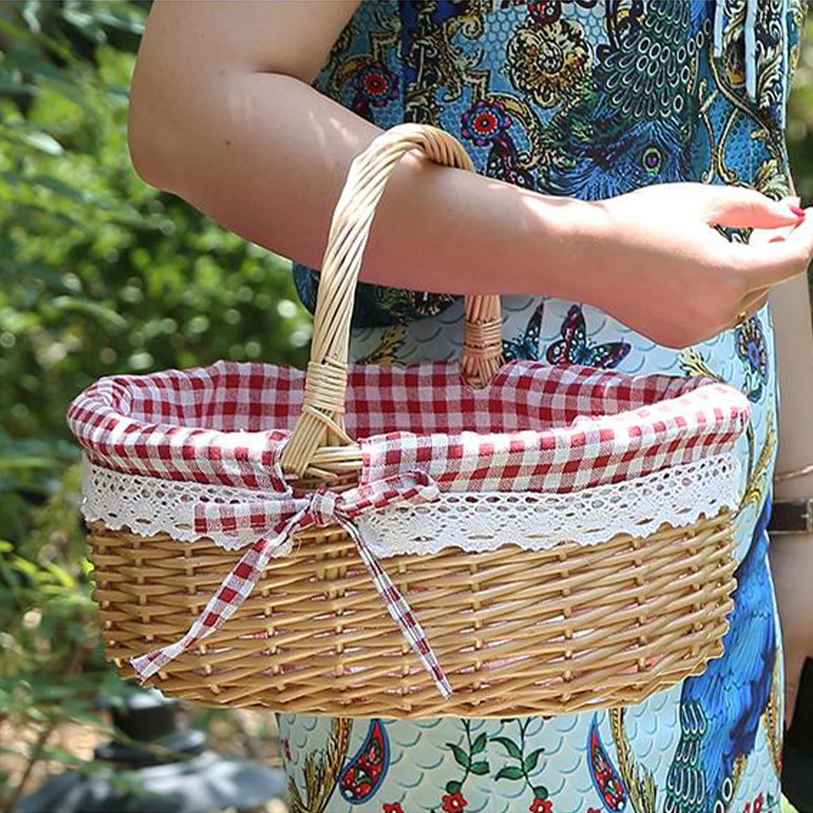 Picnic Basket Storage Box Easter Manual Exquisite Art Gift Decoration Wicker Large Capacity With Handle Liner Baskets