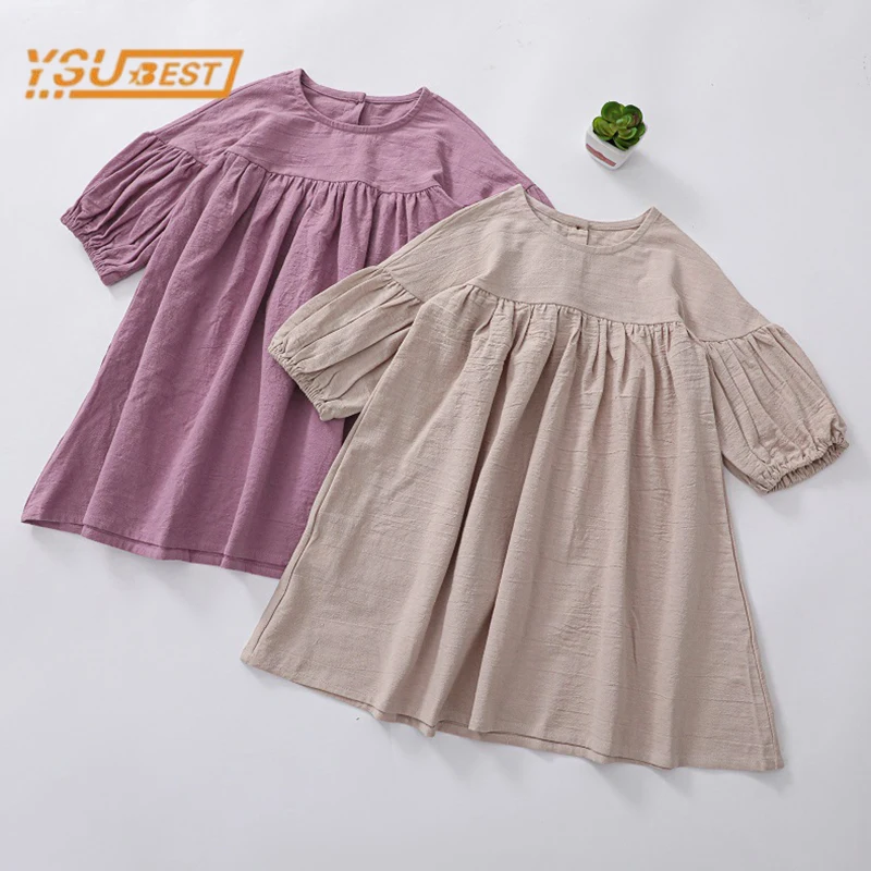 Spring Autumn Kids Baby Girls Dress Girls Pure Color Long Sleeve Princess Dress 1-5Yrs Kids Baby Girls Dress Children Clothes image 3