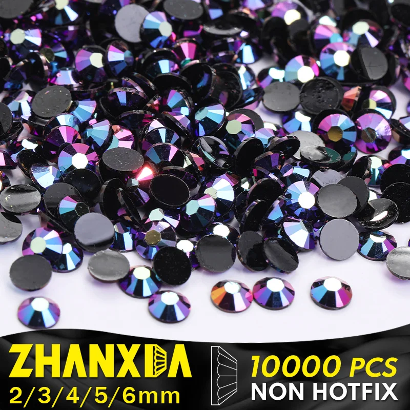 Resin Black Rhinestones Applique For Nails Art Accessories Acrylic Loose Gemstones Strass Non Hotfix Crystals For Craft