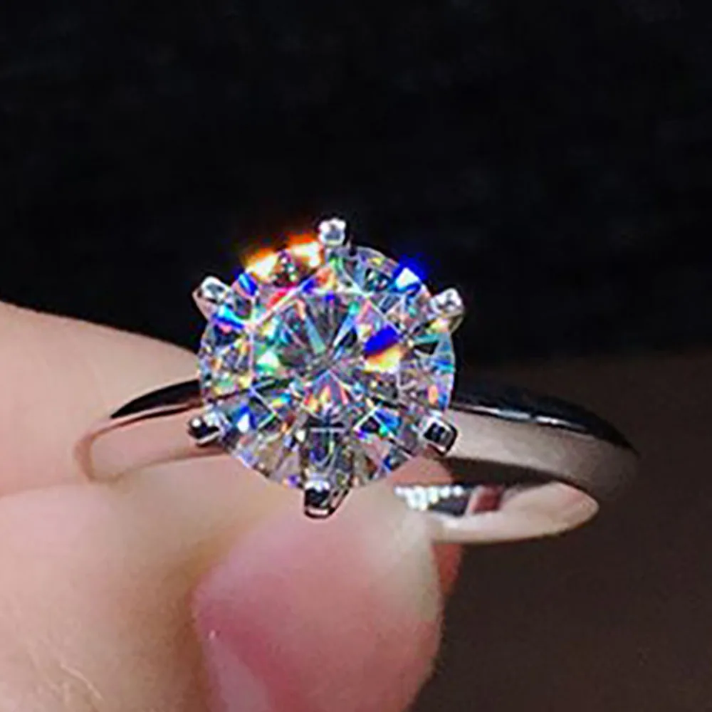 Custom Solid 18K Au750 White Gold Women Wedding Party Engagement Ring 1 2 3 4 5 Carat Round Moissanite Diamond Ring Crown Trendy