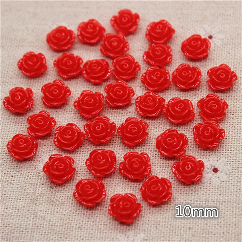 100PCS 10mm Mix Colors Cute Resin Rose Flowers Flatback Cabochon DIY Jewelry/Craft Decoration