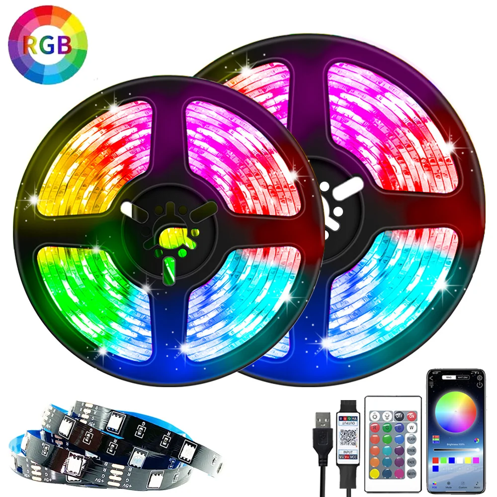 Bluetooth APP LED Light Strips 5050 2835 RGB 5V USB Infrared Controller Flexible Decoration TV PC BackLight Lamp Luminous String