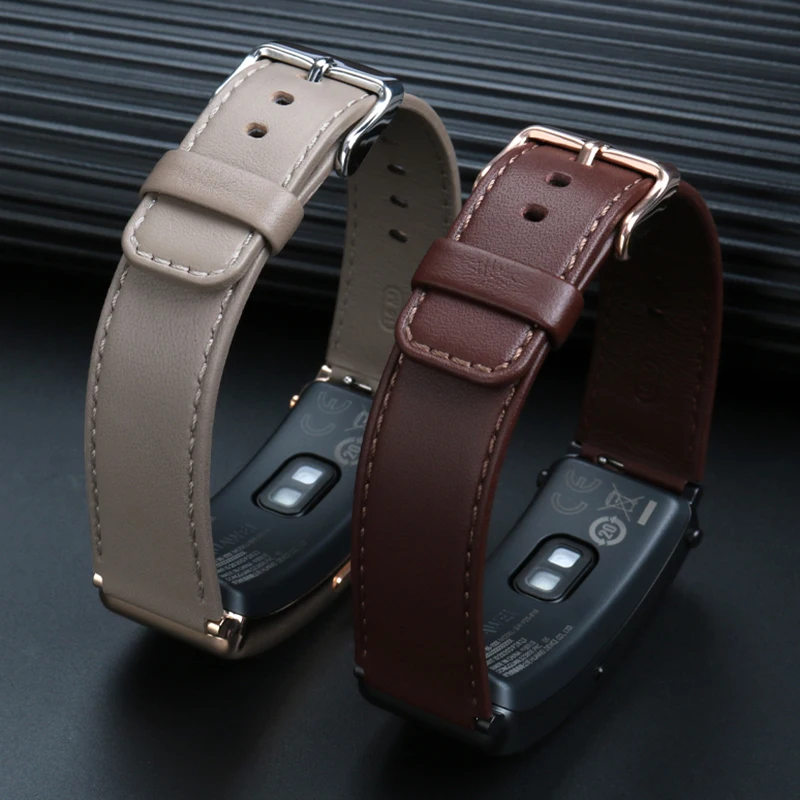 Watchband for Huawei B6 B5 Bracelet leather watch strap  Mocha Brown smart wristband stainless steel needle male and female belt