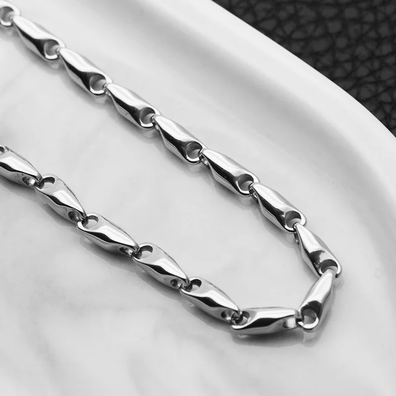Fashion Titanium Steel Round Melon Seed Chain Tapered Chain Stainless Steel Necklace Men\'s Wild Jewelry Hot Sale