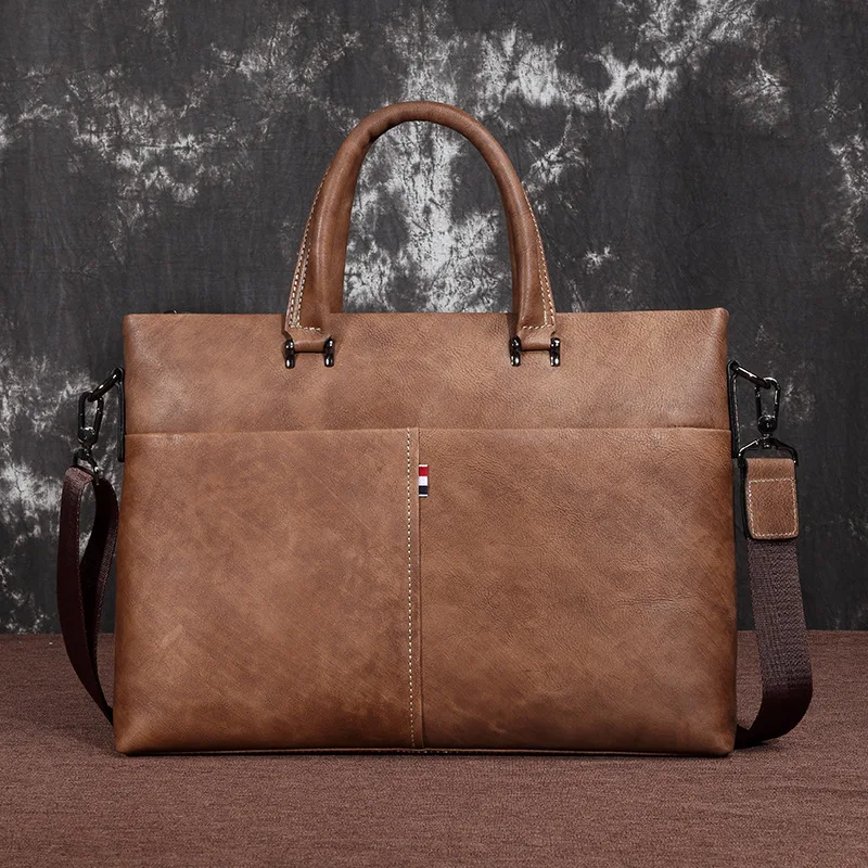 

Fashion Atmospheric Vintage Leather Large Capacity Handmade Brand Business Men's Bags Summer New High Quality Shoulder Bags