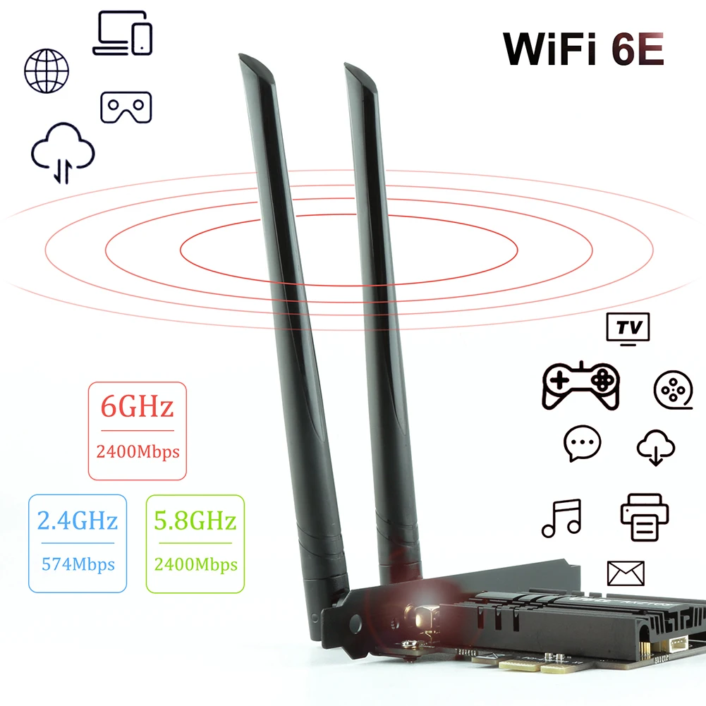 Sem fio wifi cartão bluetooth 5.2 wi-fi 6e suporte 6ghz 7th geração ax210s pci express adaptador 5400mbps wlan desktop para win10
