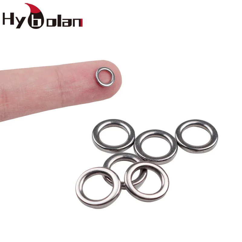 HYBOLAN 20pcs Connector Fishing Rings Stainless Steel seamless Single ring Strengthen Solid Ring Lure Connecting Fishing tool