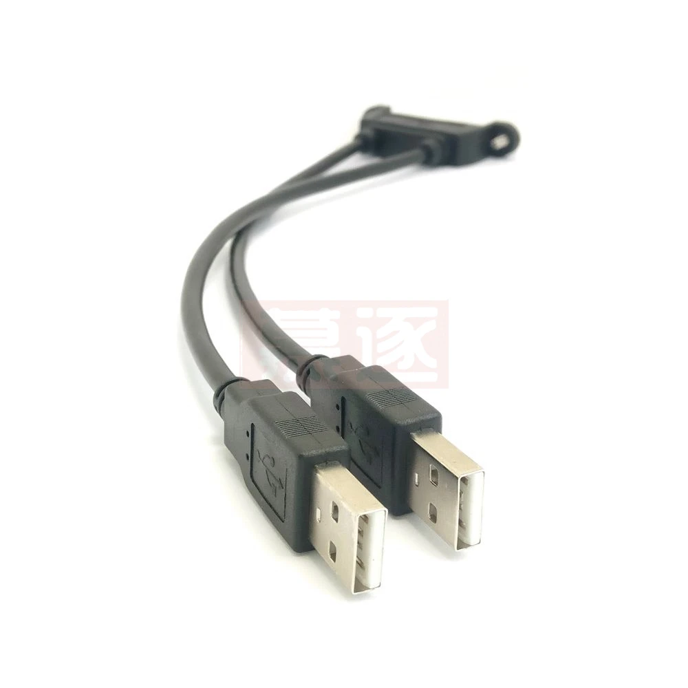 Doppelter Anschluss USB 2.0-Verlängerungskabel mit Schraubenloch und festem USB-Verlängerungskabel mit Doppelanschluss und Ohr