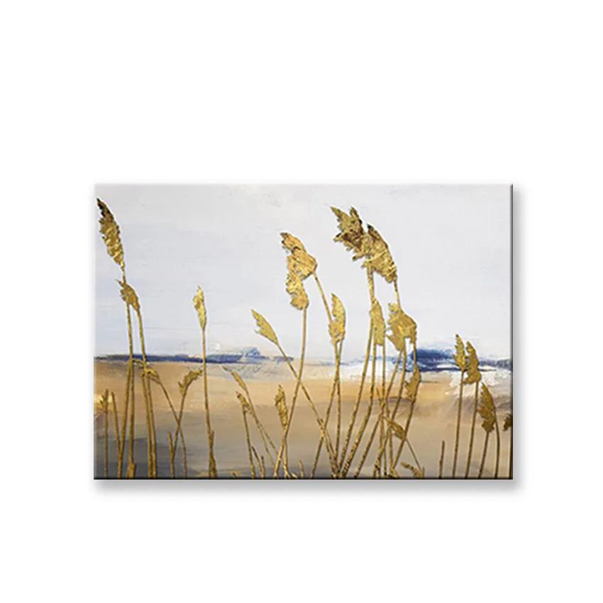 Quadros Handmade canvas oil painting lakeside reed landscape wall art picture poster home decoration for living room bedroom