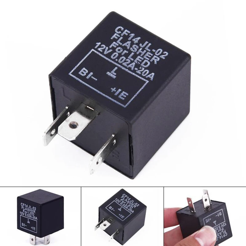 1PC 3 Pin CF14 JL-02 Electronic Car Flasher Relay to Fix LED Light Turn Signal Hyper Flash Blinking Light 12V DC