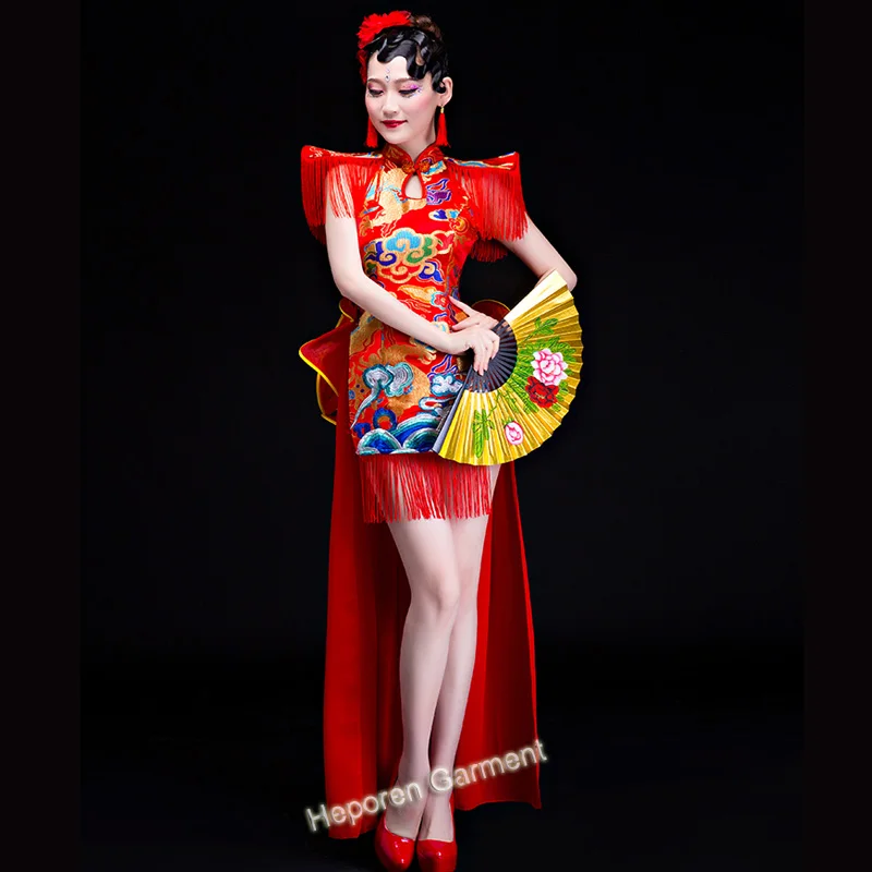 Custom made female Opening or  water drum dance drum suit costume,Chinese adult waist drum clothing modern dance dress