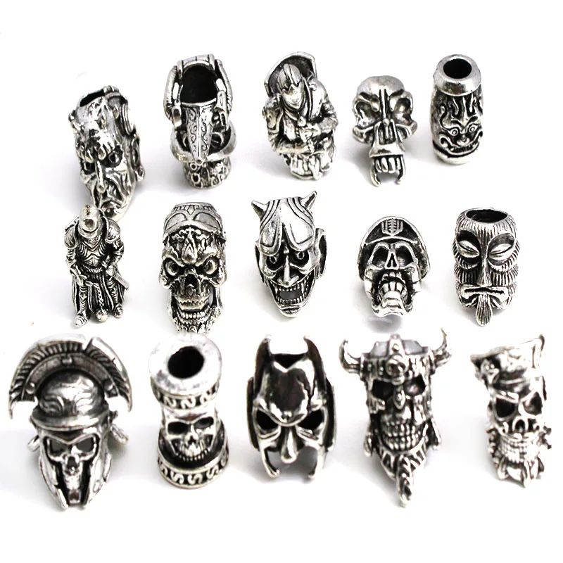 Spartan Warrior Helmet Charm Beads for Bracelet Making Hair Braid Beard Knife Beads Lanyard Paracord Rope Beads Pendant Keychain