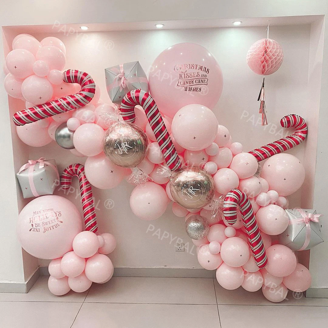 94pcs Latex Balloons Set Merry Christmas DIY Arch Pink Garland Silver Chrome Baloon Foil Globos Decorations New Year Xmas Gifts