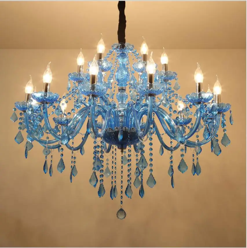 

European Mediterranean Blue Crystal Chandelier Cafe KTV Cafe Club Colored Chandelier