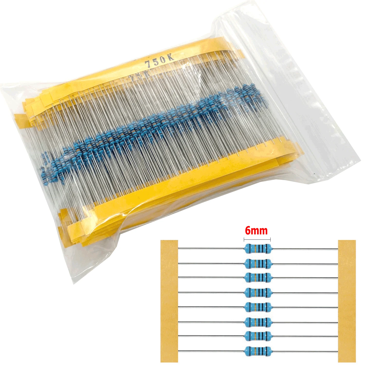 820pcs/Lot 41Values*20PCS 1% 1/4w Resistor Pack Set Diy Metal Film Resistor Kit Use Colored Ring Resistance (10 Ohms~1 M Ohm)