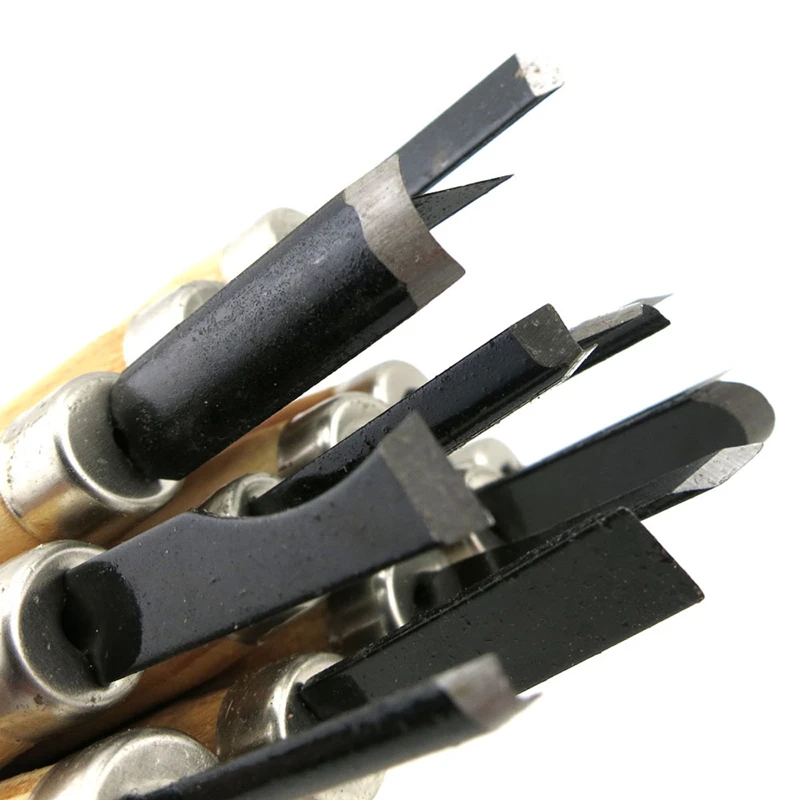 Coltello per scalpelli per intaglio del legno per studenti principianti 12pcs per utensili fai-da-te di base tagliati in legno e utensili manuali per sgorbie dettagliate per la lavorazione del legno
