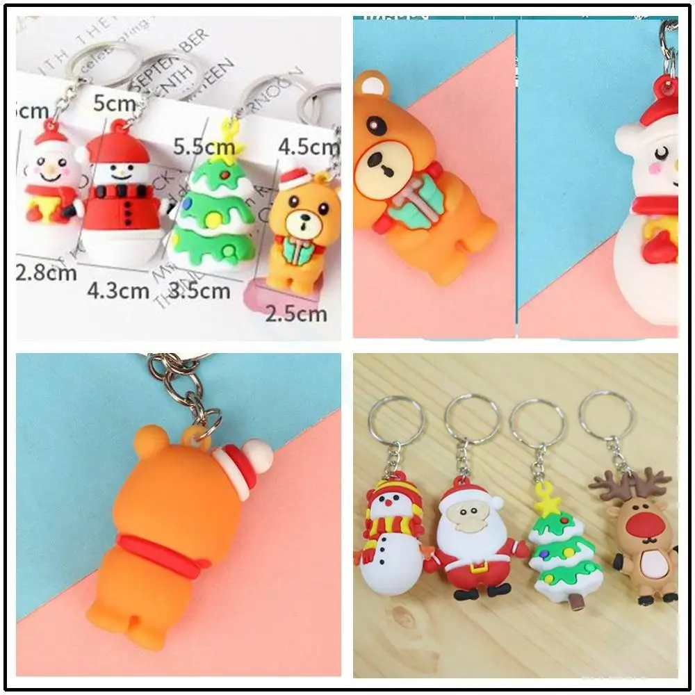 new 3D cartoon Christmas Keychain tree Santa Claus Christmas Gift XMAS Key ring Key chains Christmas souvenir decorations