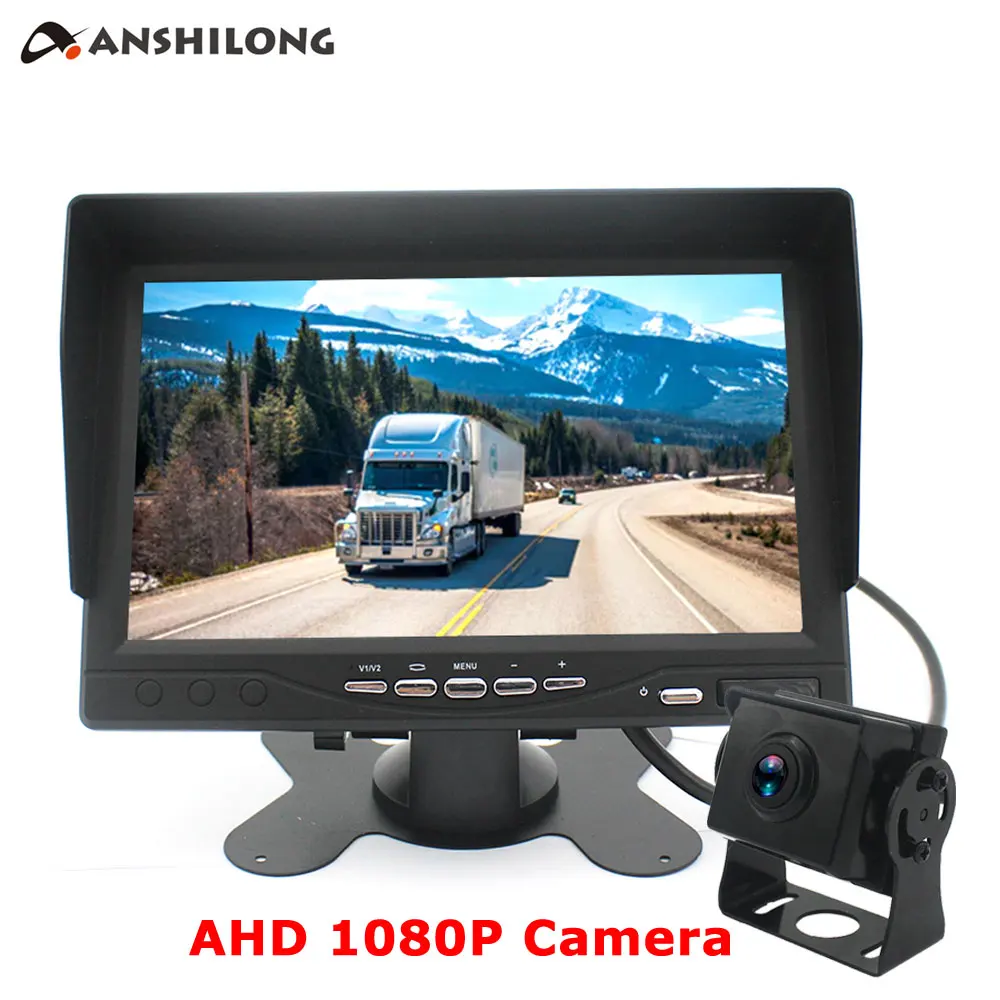 

12-24V AHD 1080P Backup Camera 7" Monitor Kit for Truck/Semi-Trailer/Box Truck/RV/Camper/Bus/Van/Farm Mach/Motorhome/5th Wheel