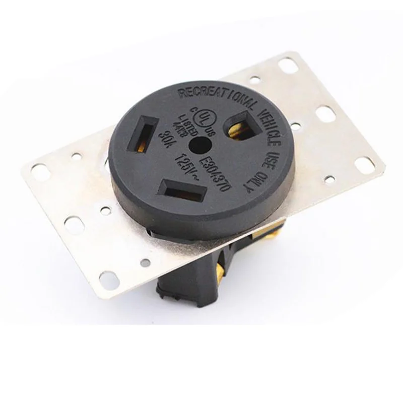 Black American 125V 30A NEMA TT-30P TT-30R US Generator plug socket Anti-off industrial power plug socket inline wire connector