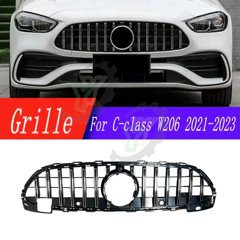 

Car modified GT style front grille For Mercedes-Benz W206 C-Class C200 C260 C300 2021 2022+ auto parts front bumper racing grill