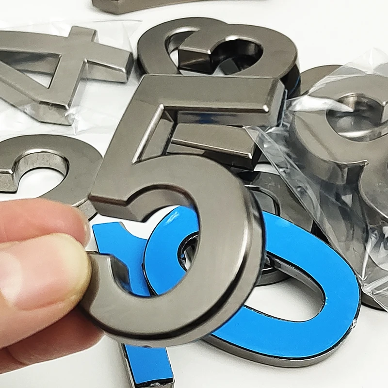 5CM House Number Modern Door Plaque Number Sticker Hotel Door Address Digits Sticker Plate Sign ABS Plastic Label Gray Color 0-9