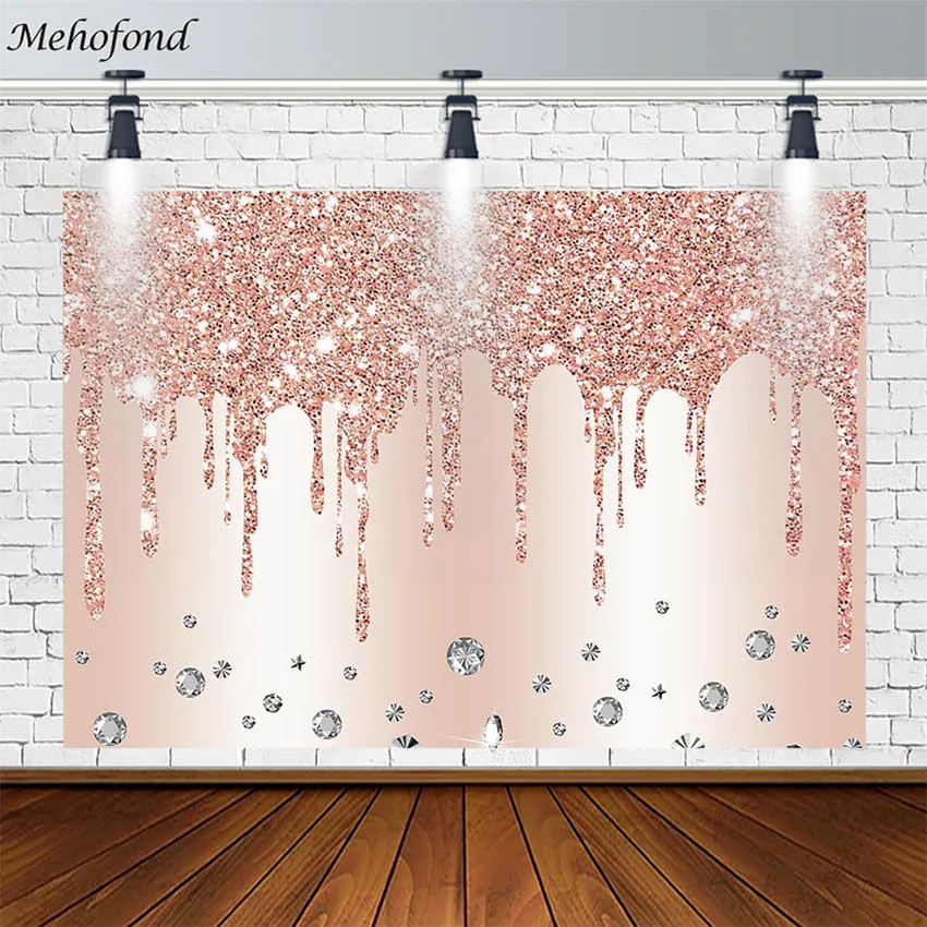 Hồng Lấp Lánh Lưng Kim Cương Cô Gái Người Phụ Nữ Bữa Tiệc Sinh Nhật Vui Vẻ Trang Trí Biểu Ngữ Nền Chụp Ảnh Ảnh Phòng Thu Photophone Đạo Cụ