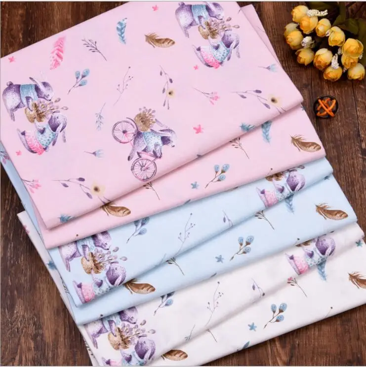 Bunny riding a bike feather Diy Patchwork Quilting Handmade Baby Cloth Bedding Blanket Sheet Tilda Tissus Tecido Cotton Fabric