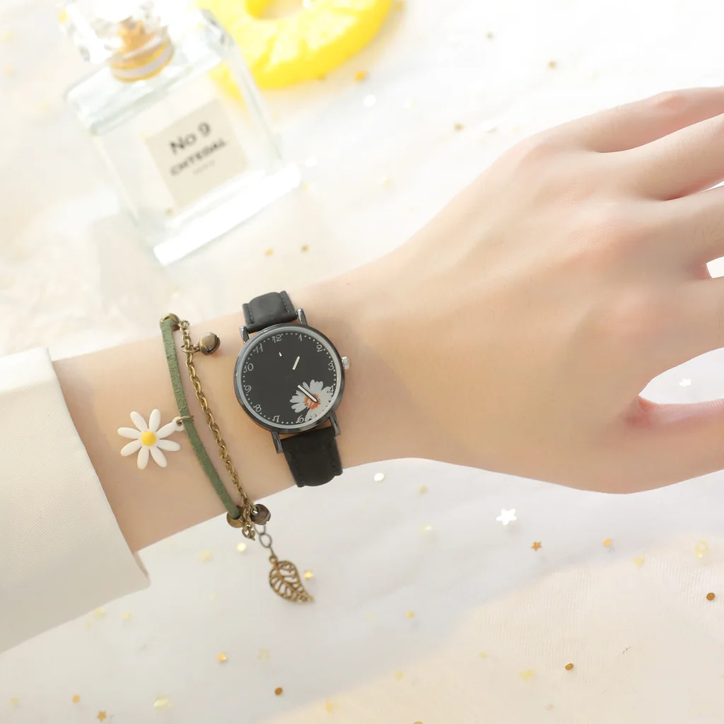 UTHAI BK34 Ladies Student Fresh Simple Casual Fashion Small Daisy Watch Can Be Added Bracelet Set Quartz Watch