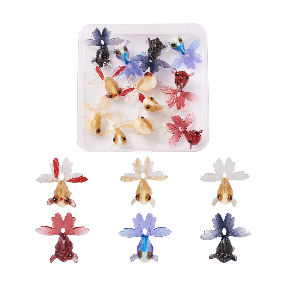 

12pcs/Box 3D Printed Resin Goldfish Pendants Charms For Earring Bracelet DIY Jewelry Making Findings Accessories Mixed Color