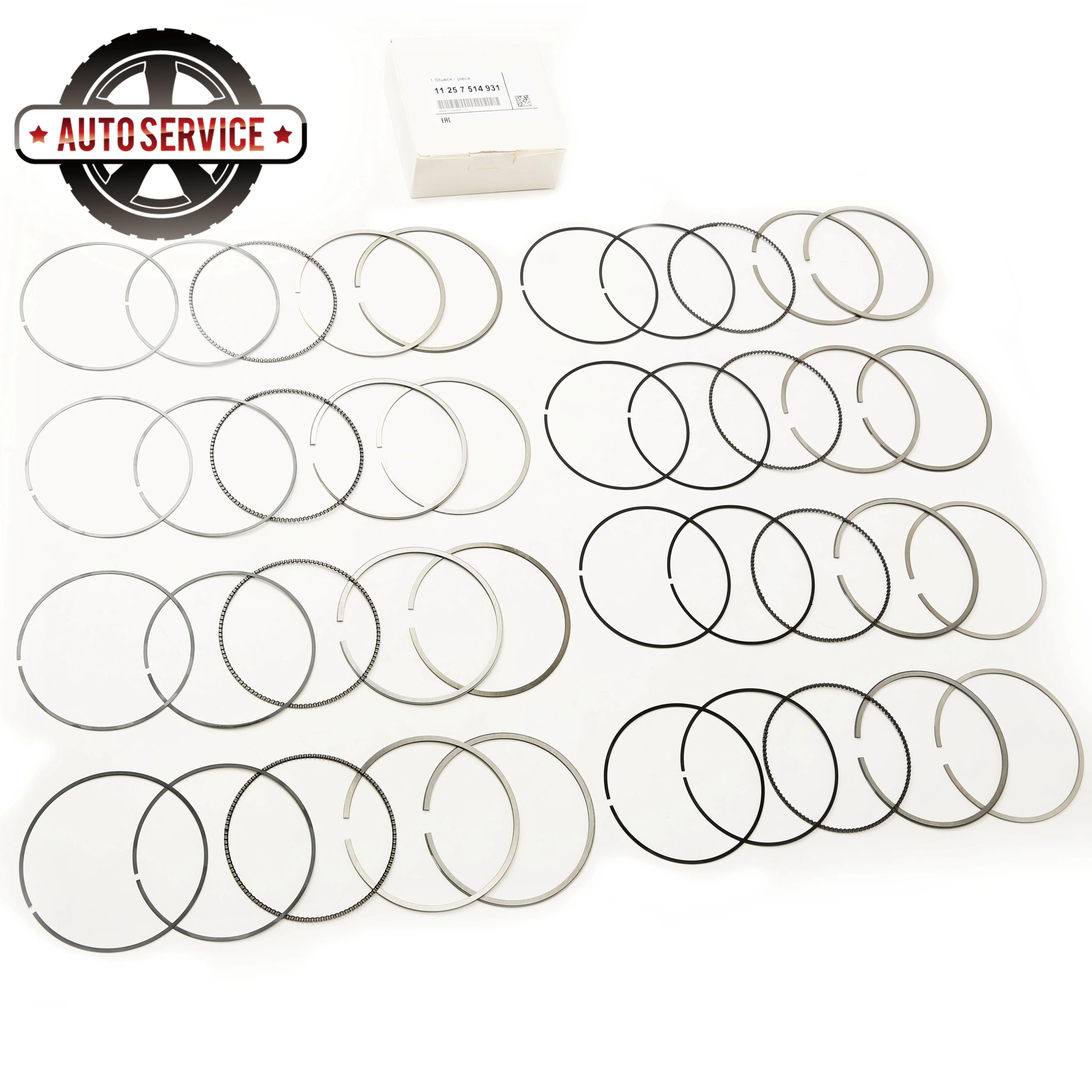 7 549 510 11257543324 8PCS Piston Rings Sets 93.00mm For BMW 5/6/7 Series E60 550i E64 650i E66 750Li E53 4.8is X5 N62B48A 4.8L