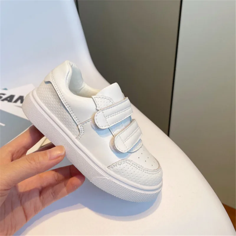 2024 New Spring Children Shoes Genuine Leather White Kids Tennis Breathable Fashion Outdoor Boys Girls Sneakers Size 26-37