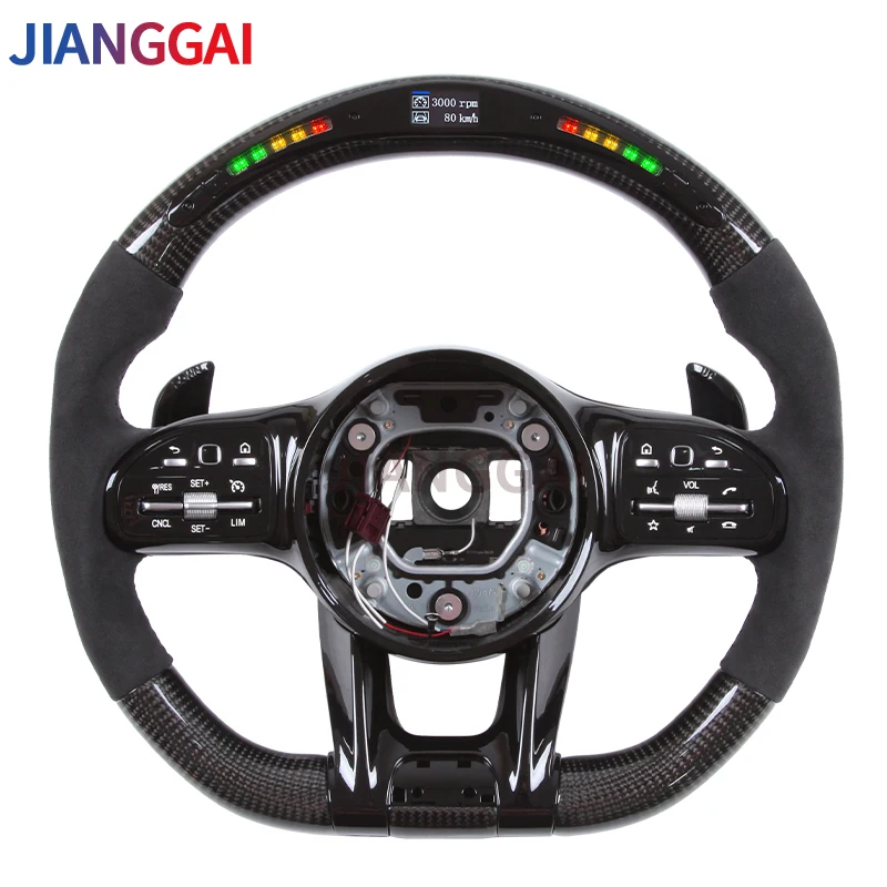 Carbon Fiber Steering Wheel Fit For Mercedes Benz W205 W212 W463 C63 S63 CLS63 E63 LED  Shift Light Sport Wheel