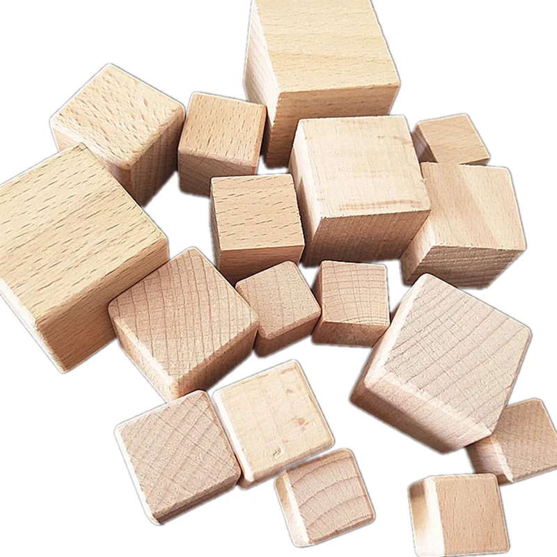 Spot wooden block children toy blocks math teaching AIDS DIY model puzzle beech block