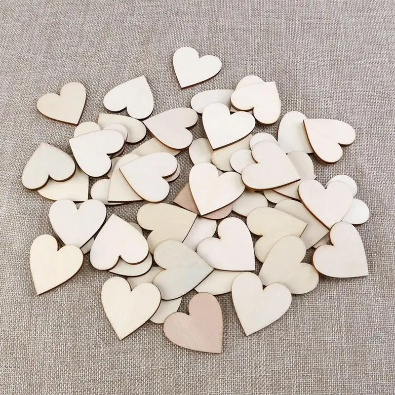 50pcs 20mm Unfinished Wood Heart Shape Cutouts Wooden Heart Dics for Weddings Plaques Art Craft Card Making and Decoration