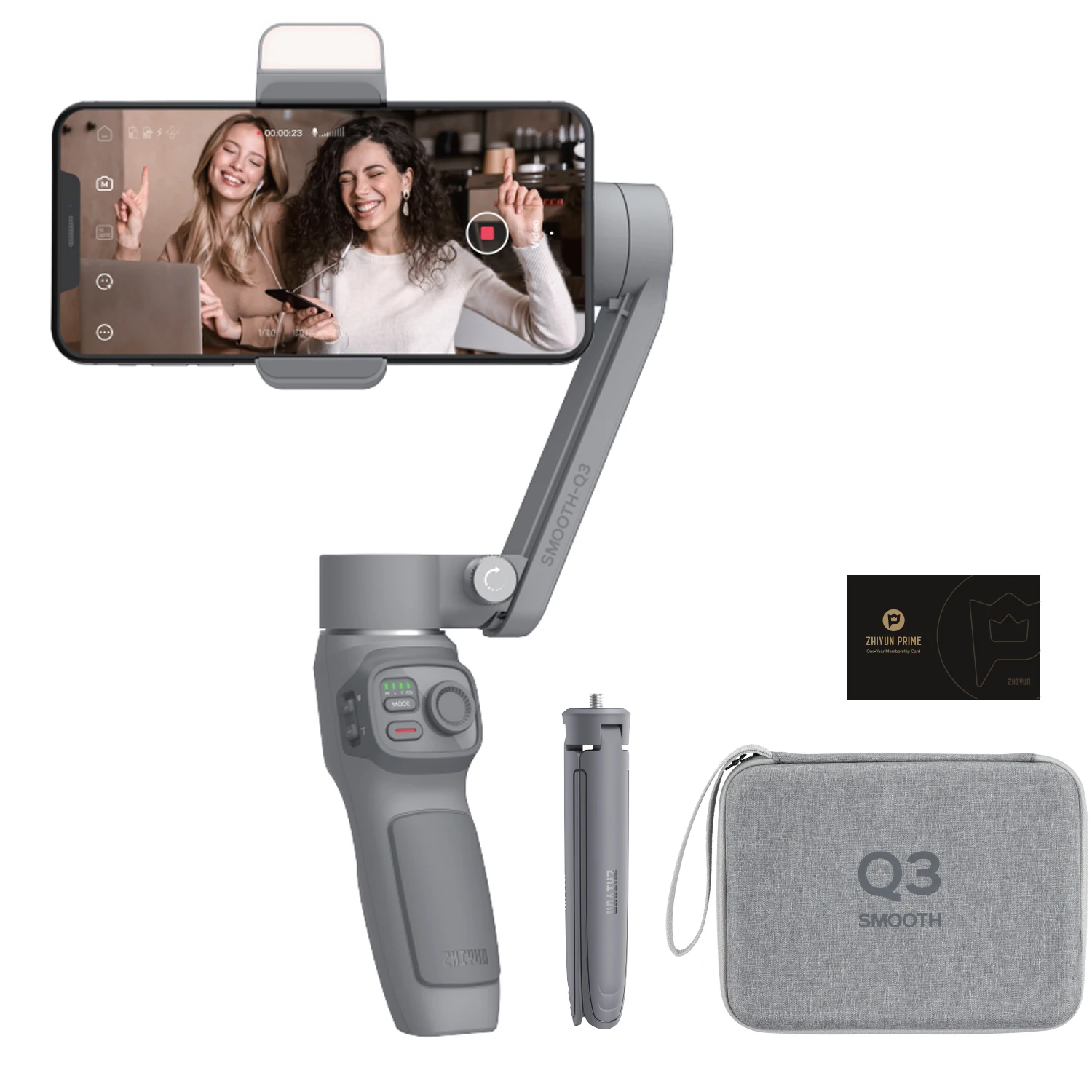 ZHIYUN Official SMOOTH Q3 Smartphones Gimbal 3-Axis Flexible Phone Handheld Stabilizer with Fill Light for iPhone Xiaomi Samsung