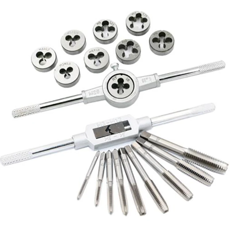 Hand Tools Die Set Screw Taps Thread Plugs Alloy Steel And 1/16-1/2 Inch 20pcs Tap Metric Use Silver Titanium Plated & 20