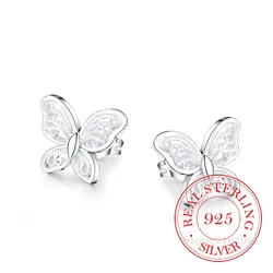High Quality 925 Sterling Silver Women Jewelry Korean Silver Cute Butterfly Stud Ear Earrings for Women 2020 Wedding Party Gift