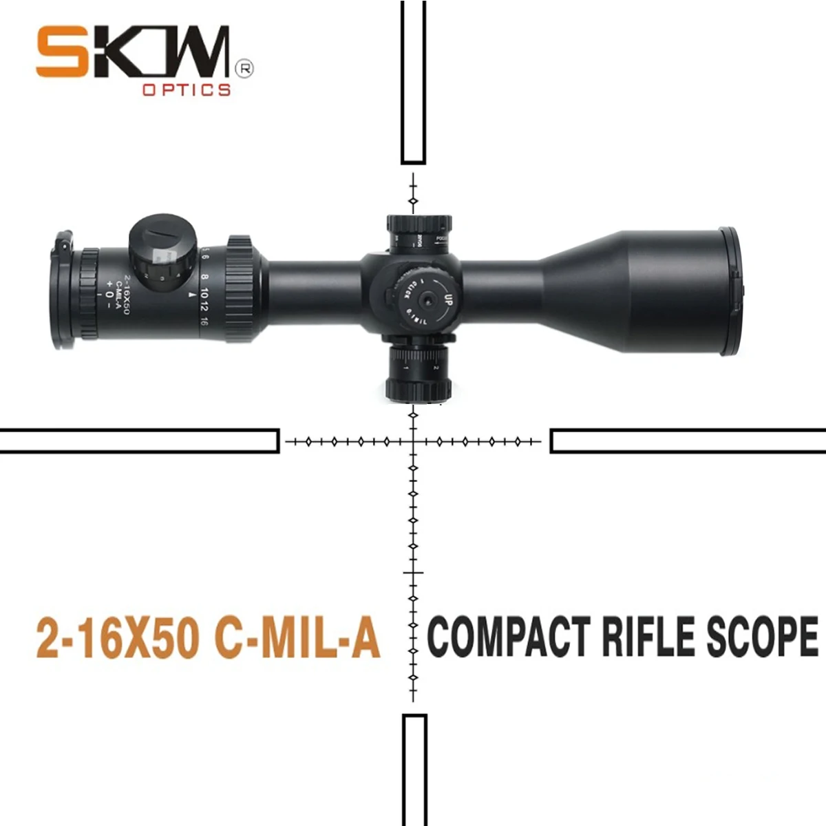 SKWoptics-Rifle Scope with Side Focus, Illuminated Hunting, Mil-Dot, 30mm, Rings, Side Focus,. 308,. 338,