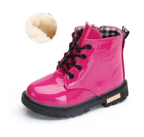 Size 13.5-22cm 2019 Autumn Winter Children Shoes PU Leather Waterproof leather Boots Kids Snow Boots Girls Boys Fashion Sneakers