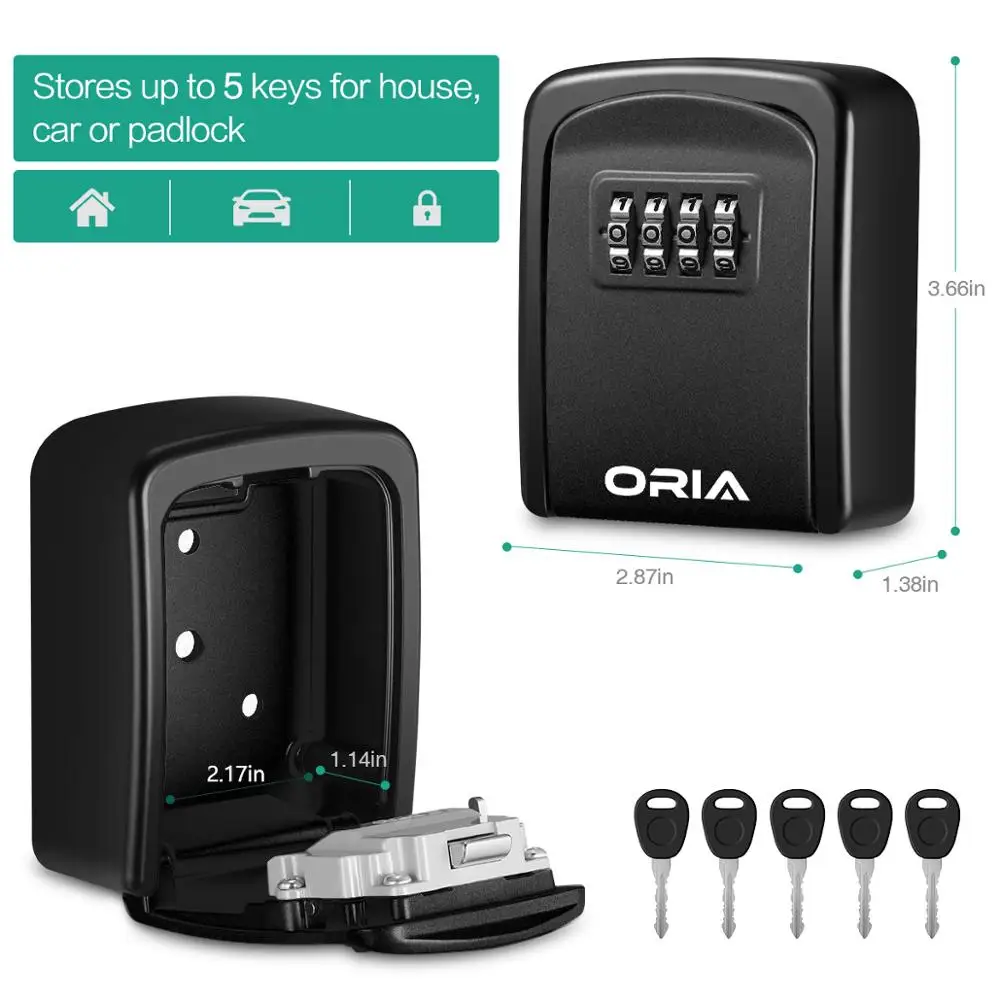 ORIA Password Key Box Decoration Key Code Box Key Storage Lock Box Wall Mounted Password Box Outdoor Key Safe Lock Box