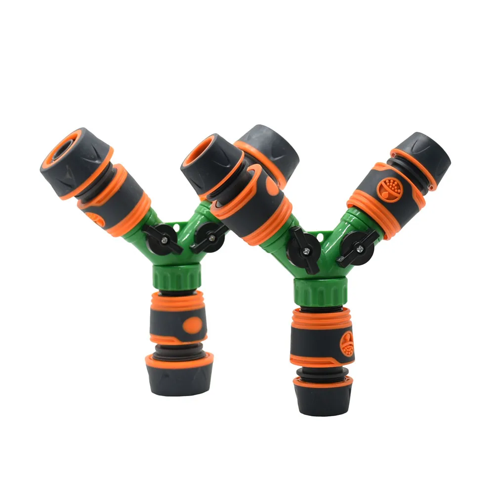 1/2 3/4 Inch 3-Way Water Splitter Y Garden Tap 16mm 20mm Garden Hose Quick Connector Irrigation Valve 1Set