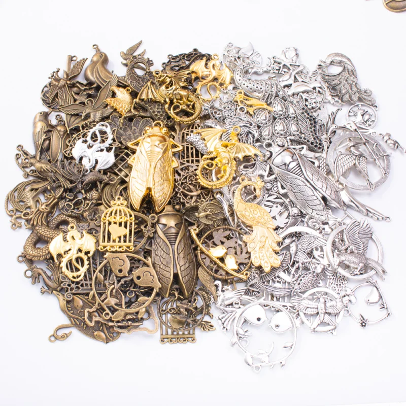 Hot Sale Metal Animal Mixed Charm Pendant Antique Bronze Bracelet Necklace Handmade Jewelry Making Wholesale DIY Accessos